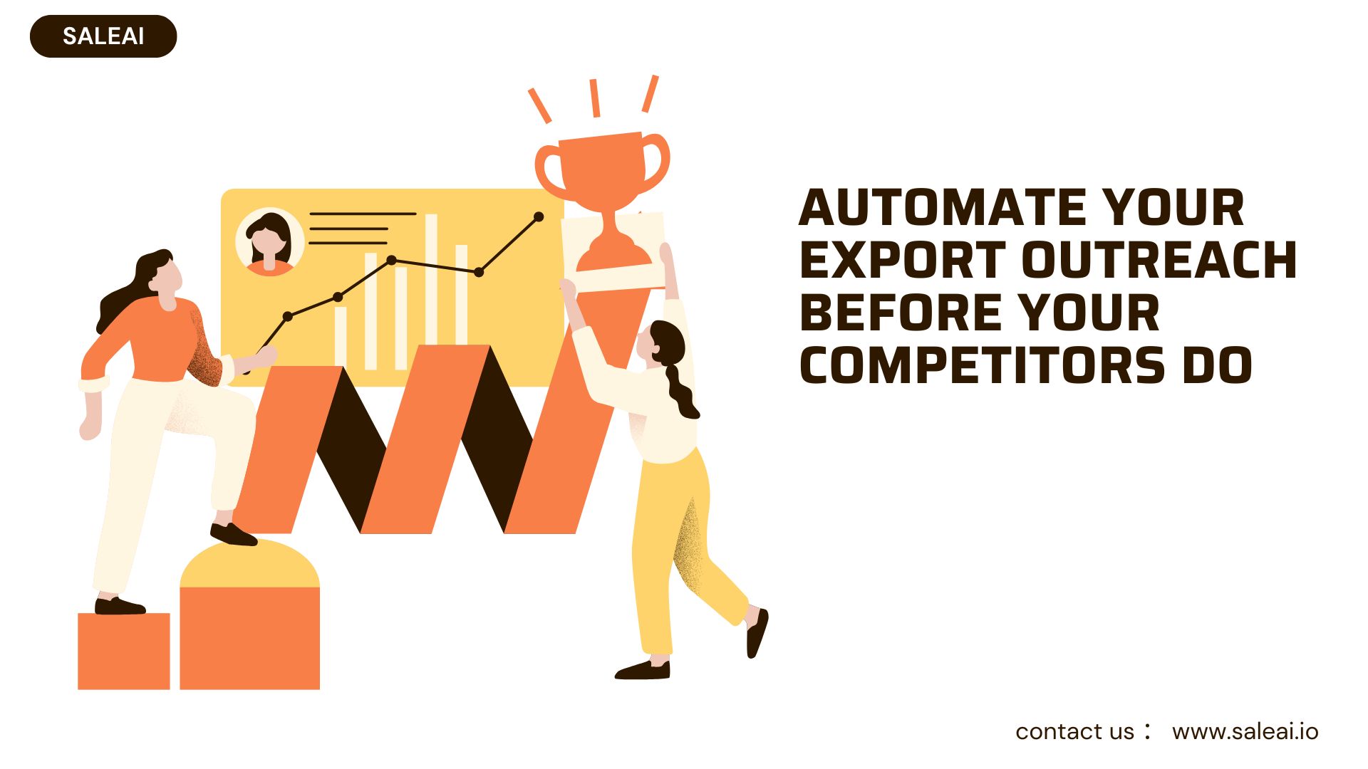 SaleAI dashboard showing export outreach automation tools for small teams